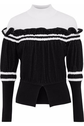 Ruffled two-tone knitted turtleneck sweater | 3.1 PHILLIP LIM | Sale up to 70% off | THE OUTNET