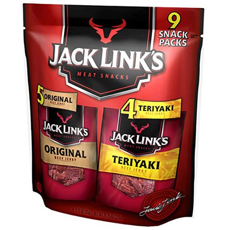 Jack Link’s Beef Jerky Variety Pack Includes Original and Teriyaki Beef Jerky, Good Source of Protein, 96% Fat Free, No Added MSG, (9 Count of 1.25 oz Bags) 11.25 oz: Amazon.com: Grocery & Gourmet Food