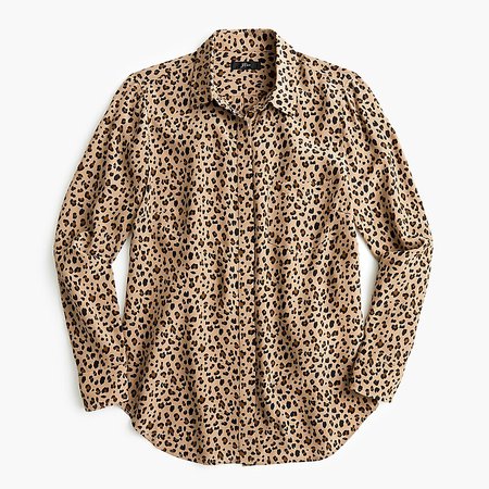 J.Crew: Silk Button-up Shirt In Leopard