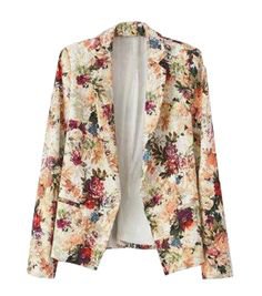 Women's Fashional Lapel Flower Print Long Sleeved Blazer