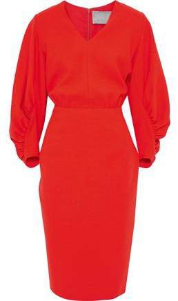Ruched Stretch-wool Crepe Dress