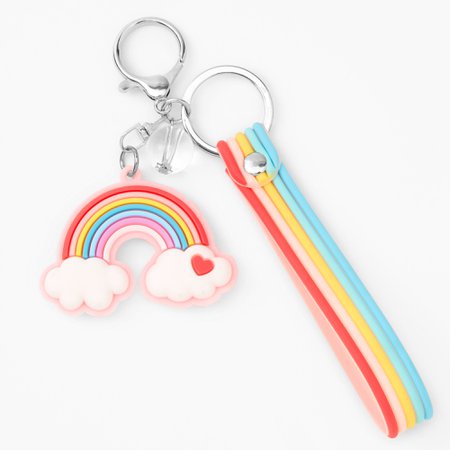 Silicone Pastel Rainbow Keyring | Claire's