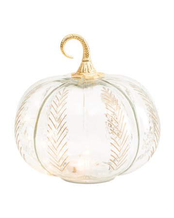 9in Clear Gold Etched Pumpkin - Halloween - T.J.Maxx