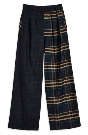 Topshop Sammy Mixed Check Wide Leg Trousers | Nordstrom