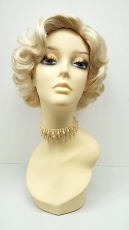 50's Style Short Marilyn Monroe Blonde Costume Wig. Doris | Etsy