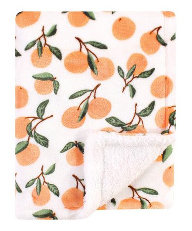 Luvable Friends White & Peach Citrus Sherpa-Back Baby Blanket | Best Price and Reviews | Zulily