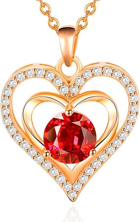 Amazon.com: capirosa Forever Love Heart Birthstone Necklaces for Women 925 Sterling Silver Rose Gold Pendant Diamond Jewelry Valentine's Day Christmas Anniversary Birthday Gifts for Wife Girlfriend Mother : Clothing, Shoes & Jewelry