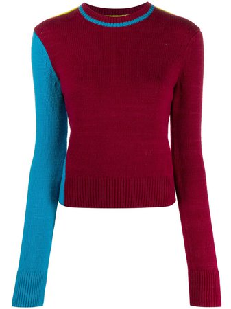 Pink Victoria Beckham Colour Block Knitted Jumper For Women | Farfetch.com