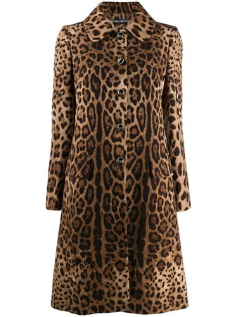 Shop brown Dolce & Gabbana leopard print coat with Express Delivery - Farfetch