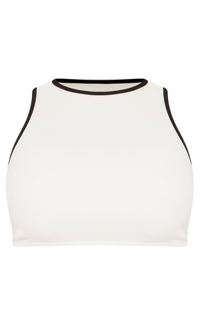White Contrast Scuba High Neck Bikini Top | PrettyLittleThing USA
