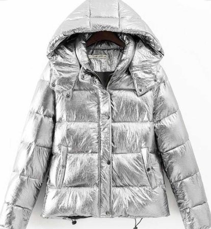 Silver puffer jacket