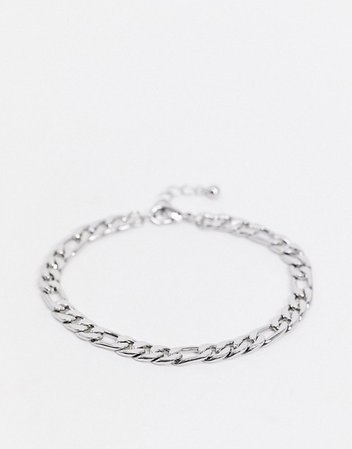 ASOS DESIGN midweight 6mm figaro chain bracelet in silver tone | ASOS