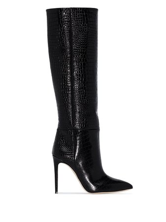 Shop black Paris Texas crocodile-effect 105mm knee-high boots with Express Delivery - Farfetch