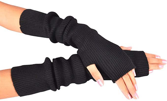 Novawo Women's Solid Wool Fingerless Arm Warmers Gloves with Thumb Hole(3 Pack) at Amazon Women’s Clothing store