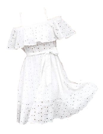 white off the shoulder ruffle dress