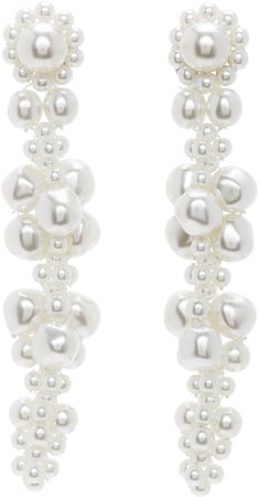 Simone Rocha: White Cluster Drip Earrings | SSENSE Canada
