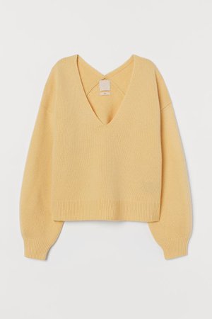 Knitted wool jumper - Light yellow - Ladies | H&M GB