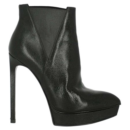 Saint Laurent Woman Ankle boots Black Leather IT 36 For Sale at 1stDibs