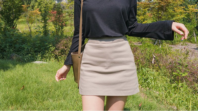 Beige Pencil Miniskirt
