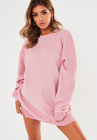 Pink Oversized Missguided Fleece Sweater Dress | Missguided