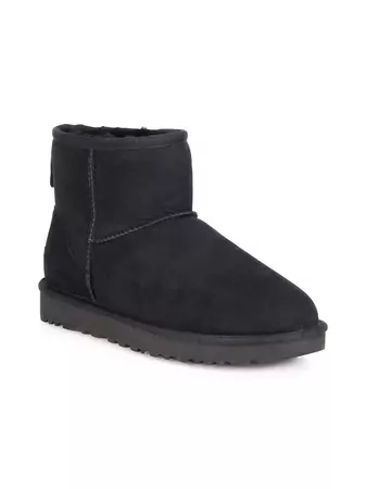 Shop UGG Classic Heritage Mini II Shearling-Trimmed Suede Boots | Saks Fifth Avenue