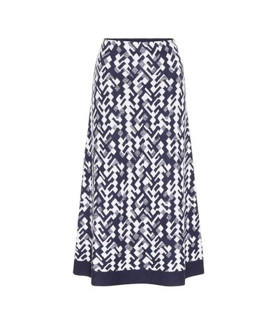 Wool-Blend Jacquard Midi Skirt | Prada - Mytheresa