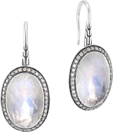 Classic Chain Rainbow Moonstone & Diamond Pave Drop Earrings