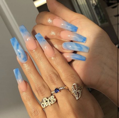 blue acrylic nail