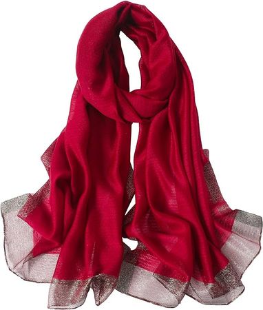 WINCESS YU Solid Color Mulberry Silk Scarf for Women Soft Blanket Shawl Beach Gauze Scarves and Wraps for for All Season Red Wine at Amazon Women’s Clothing store