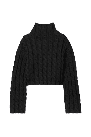BALENCIAGA Cropped cable-knit turtleneck sweater