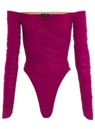 magenta ruched mesh bodysuit | MUGLER Official Website – Mugler