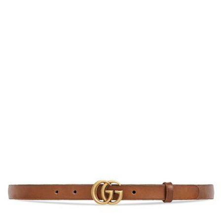 Leather belt with Double G buckle in Faded brown leather | Gucci Women's Belts