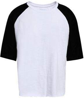 Velvet-paneled Cotton-jersey T-shirt