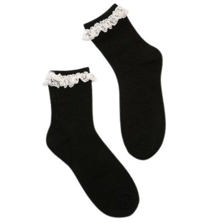 [undeadjoyf] black socks with white lace