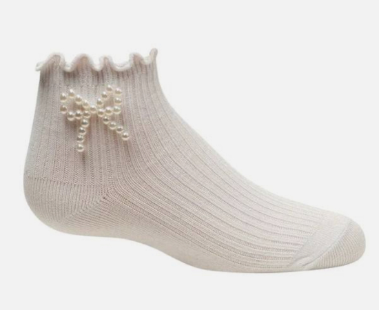 Pearl cream socks frilly