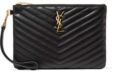 Monogramme Quilted Leather Pouch - Black