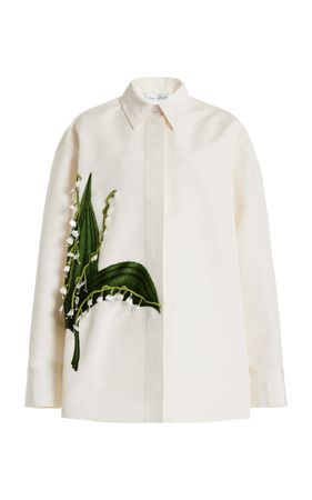 Lily Of The Valley Embroidered Silk Jacket By Oscar De La Renta | Moda Operandi