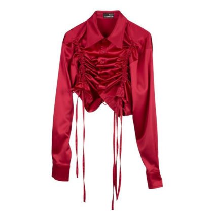 Red Shirring Ribbon Blouse | Lisa - Blackpink | BlackPink | Fashion Chingu