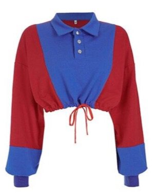 red blue patchwork sweatshirt