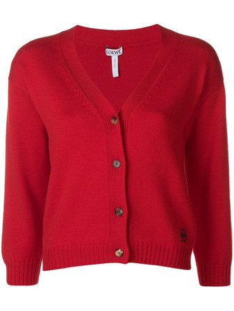 Loewe Short Wool Cardigan In Red | ModeSens