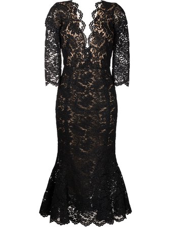 Shop black Oscar de la Renta flared hem lace dress with Express Delivery - Farfetch