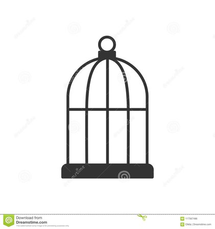black isolated outline icon of bird cage
