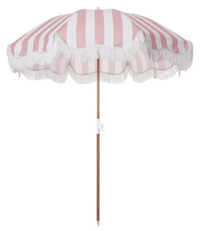 Pink Crew Striped Holiday Beach Umbrella | Business & Pleasure Co