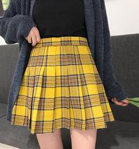 Women Girl YELLOW Pleated Plaid Skirt School Style Pleated Plaid Skirts- US2-US8- PLAID SKIRT/ PLEATED SKIRT