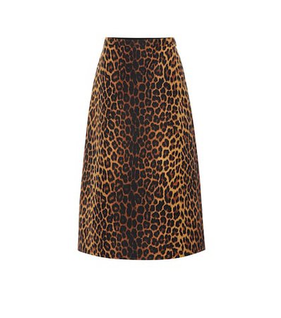 Leopard wool-blend skirt