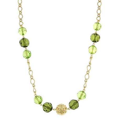 Gold-Tone Green Long Necklace