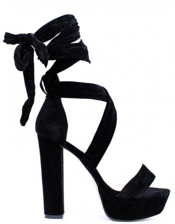 black wrap heels