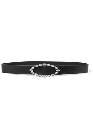 Saint Laurent Crystal-embellished leather waist belt