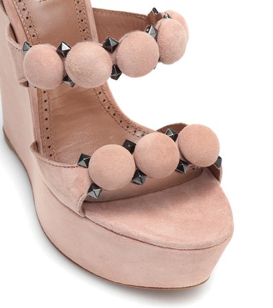 Alaïa - Embellished suede wedge sandals | Mytheresa