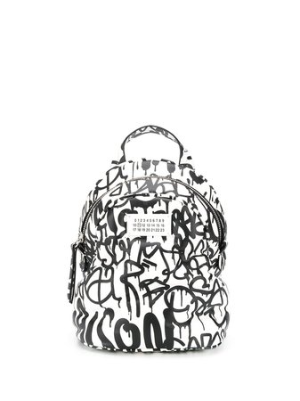 Maison Margiela Graffiti Print Backpack S56WA0014P0597 White | Farfetch